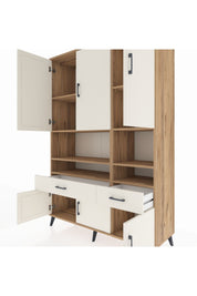 Hyperion Dolap 8 Raflı 2 Çekmeceli 6 Kapaklı 132x44x195 Çam-Aytaşı/Aytaşı