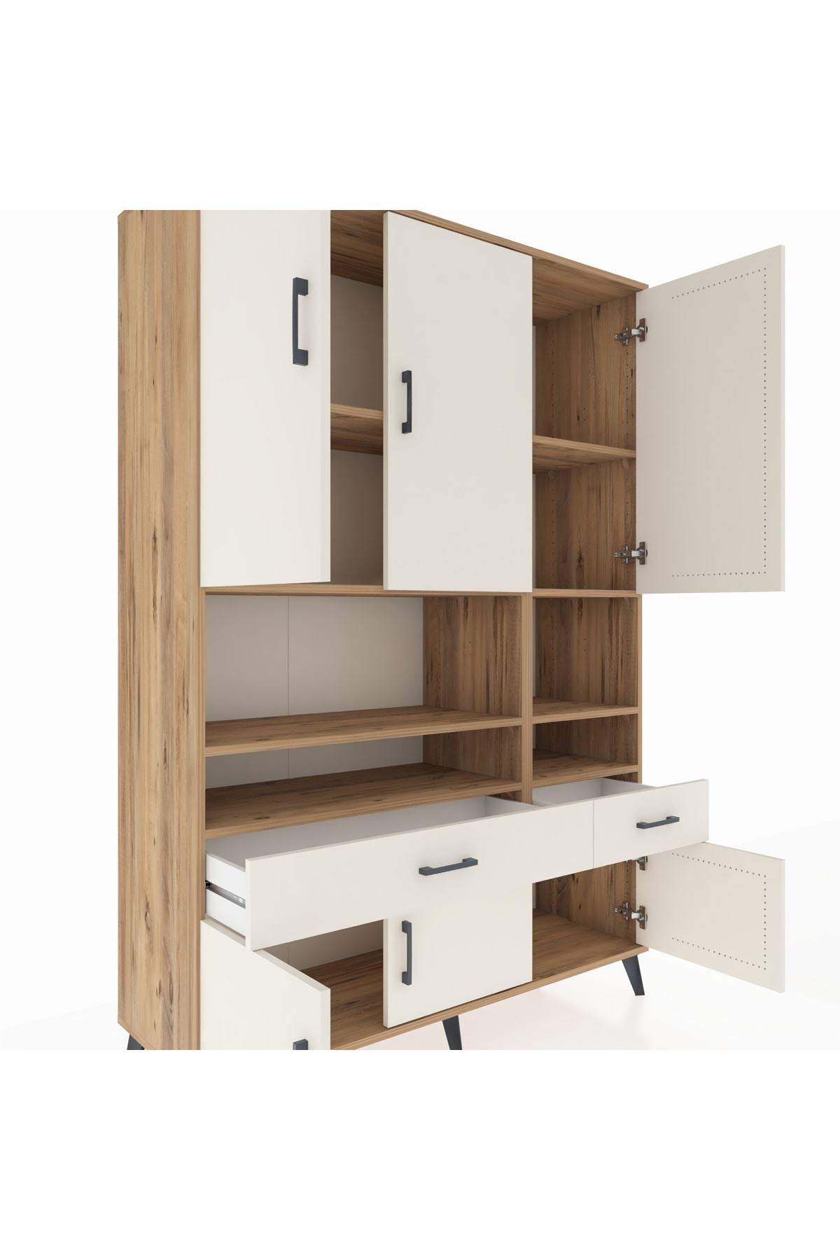 Hyperion Dolap 8 Raflı 2 Çekmeceli 6 Kapaklı 132x44x195 Çam-Aytaşı/Aytaşı