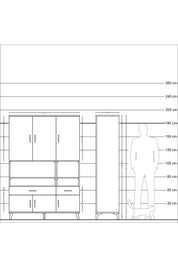 Hyperion Dolap 8 Raflı 2 Çekmeceli 6 Kapaklı 132x44x195 Çam-Aytaşı/Antrasit