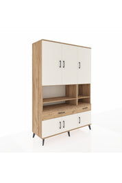 Hyperion Dolap 8 Raflı 2 Çekmeceli 6 Kapaklı 132x44x195 Çam-Aytaşı/Çam