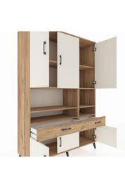 Hyperion Dolap 8 Raflı 2 Çekmeceli 6 Kapaklı 132x44x195 Çam-Aytaşı/Çam