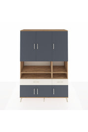 Hyperion Dolap 8 Raflı 2 Çekmeceli 6 Kapaklı 132x44x195 Çam-Antrasit/Aytaşı