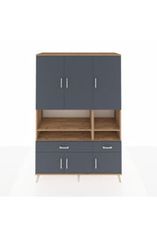 Hyperion Dolap 8 Raflı 2 Çekmeceli 6 Kapaklı 132x44x195 Çam-Antrasit/Antrasit