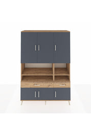 Hyperion Dolap 8 Raflı 2 Çekmeceli 6 Kapaklı 132x44x195 Çam-Antrasit/Çam