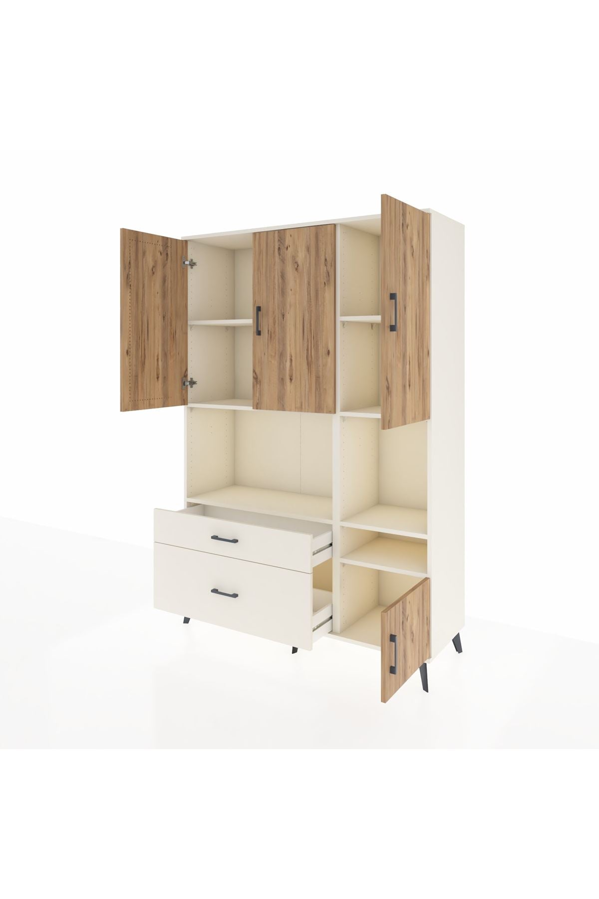 Hyperion Dolap 7 Raflı 2 Çekmeceli 4 Kapaklı 132x44x195 Aytaşı-Çam/Aytaşı