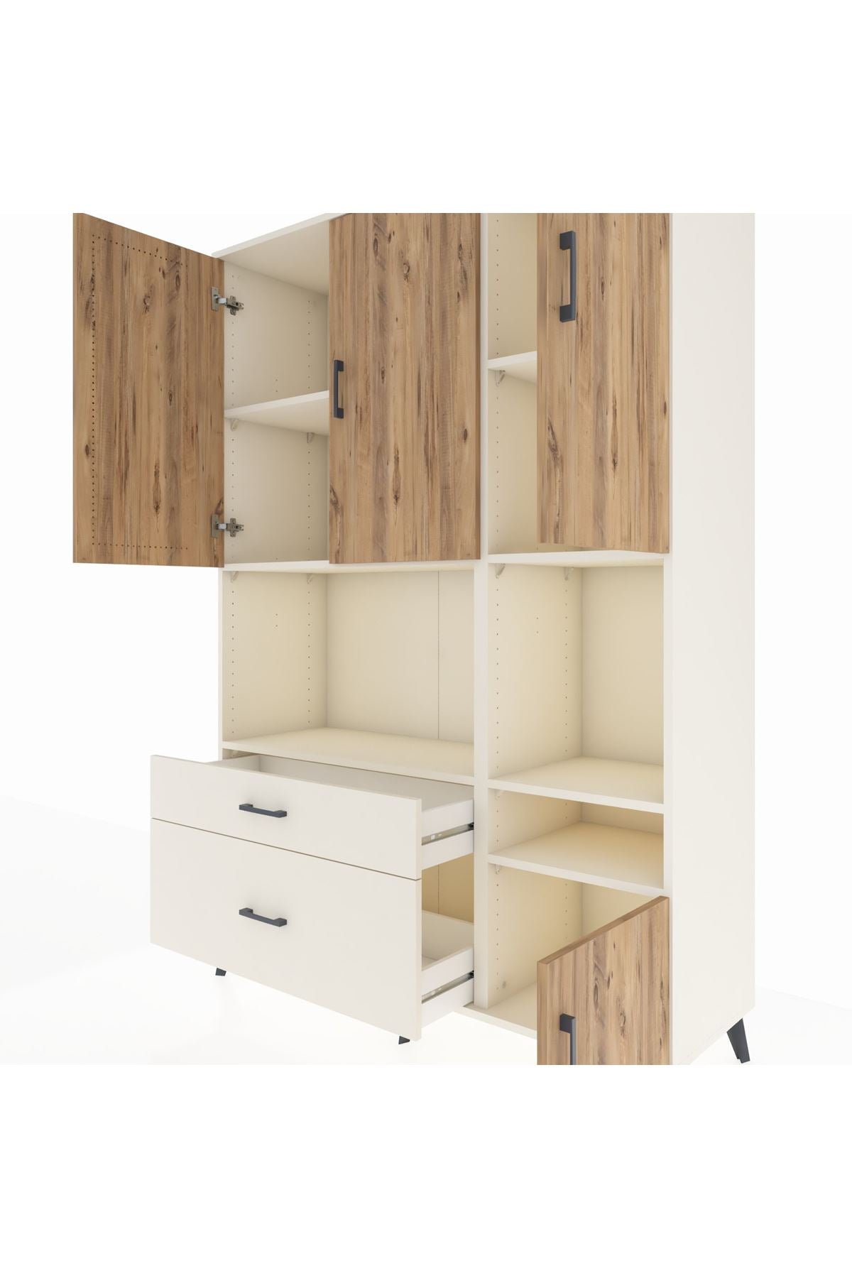 Hyperion Dolap 7 Raflı 2 Çekmeceli 4 Kapaklı 132x44x195 Aytaşı-Çam/Aytaşı