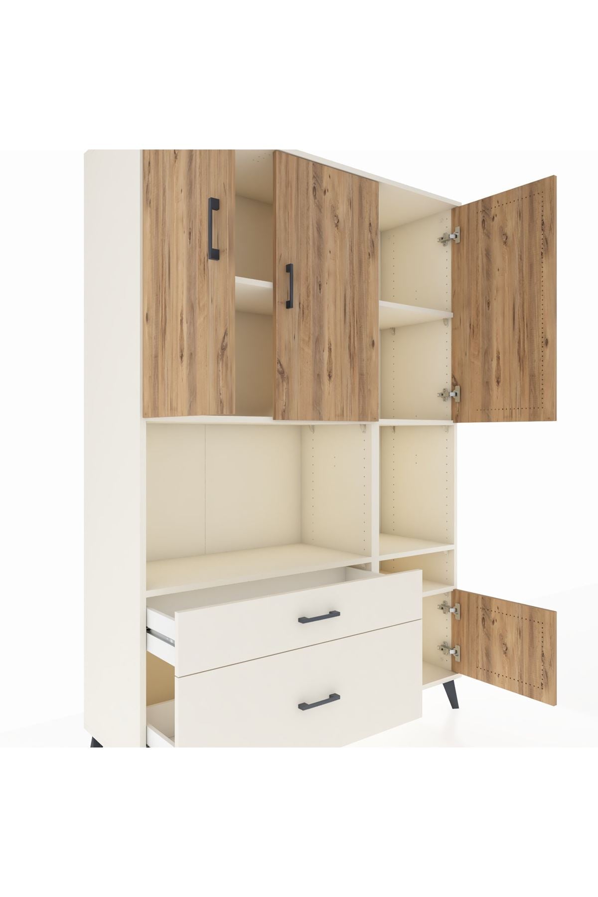 Hyperion Dolap 7 Raflı 2 Çekmeceli 4 Kapaklı 132x44x195 Aytaşı-Çam/Aytaşı