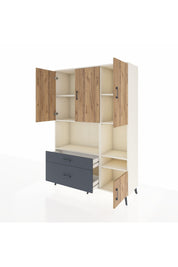 Hyperion Dolap 7 Raflı 2 Çekmeceli 4 Kapaklı 132x44x195 Aytaşı-Çam/Antrasit