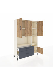 Hyperion Dolap 7 Raflı 2 Çekmeceli 4 Kapaklı 132x44x195 Aytaşı-Çam/Antrasit