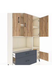 Hyperion Dolap 7 Raflı 2 Çekmeceli 4 Kapaklı 132x44x195 Aytaşı-Çam/Antrasit