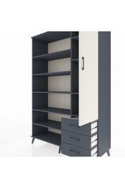 Hyperion Dolap 9 Raflı 3 Çekmeceli Tek Kapaklı  132x44x195 Antrasit-Aytaşı/Antrasit