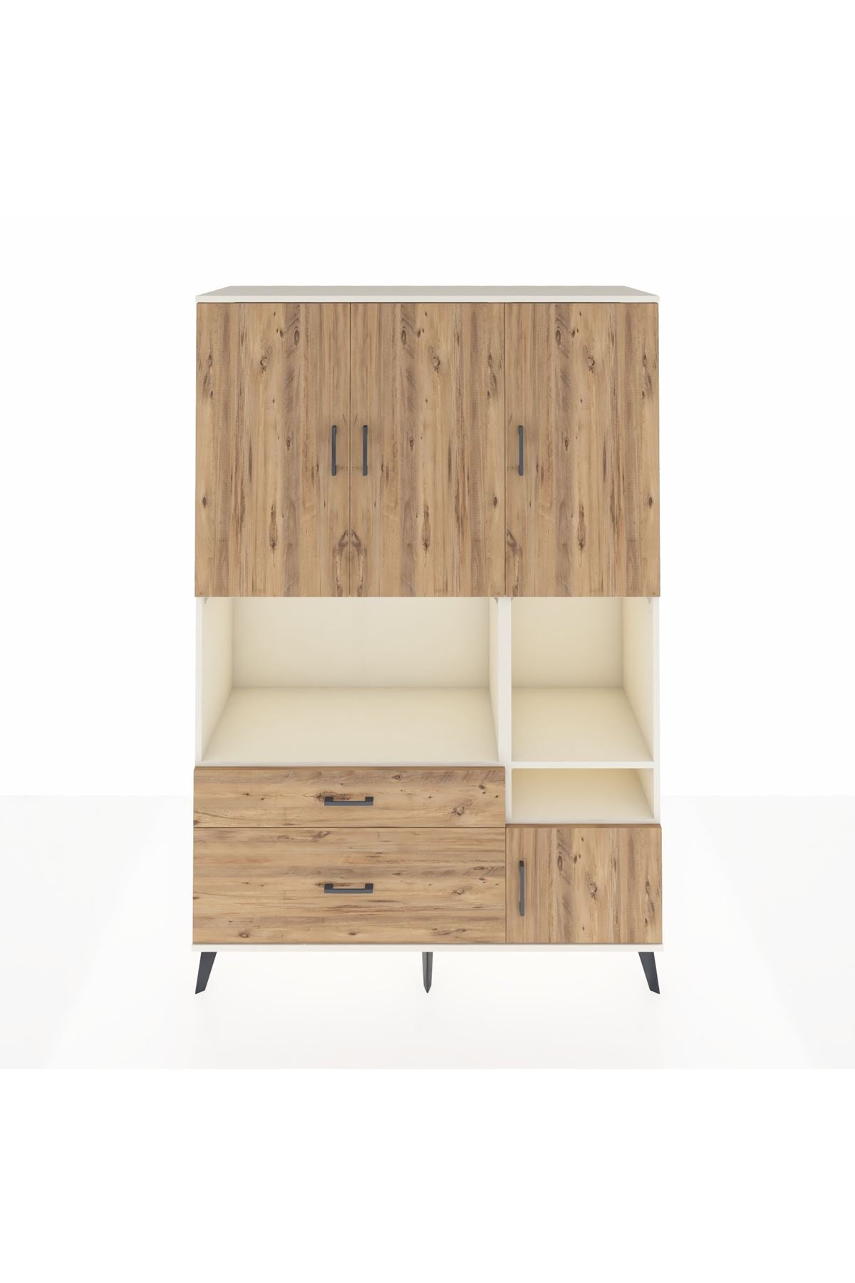 Hyperion Dolap 7 Raflı 2 Çekmeceli 4 Kapaklı 132x44x195 Aytaşı-Çam/Çam