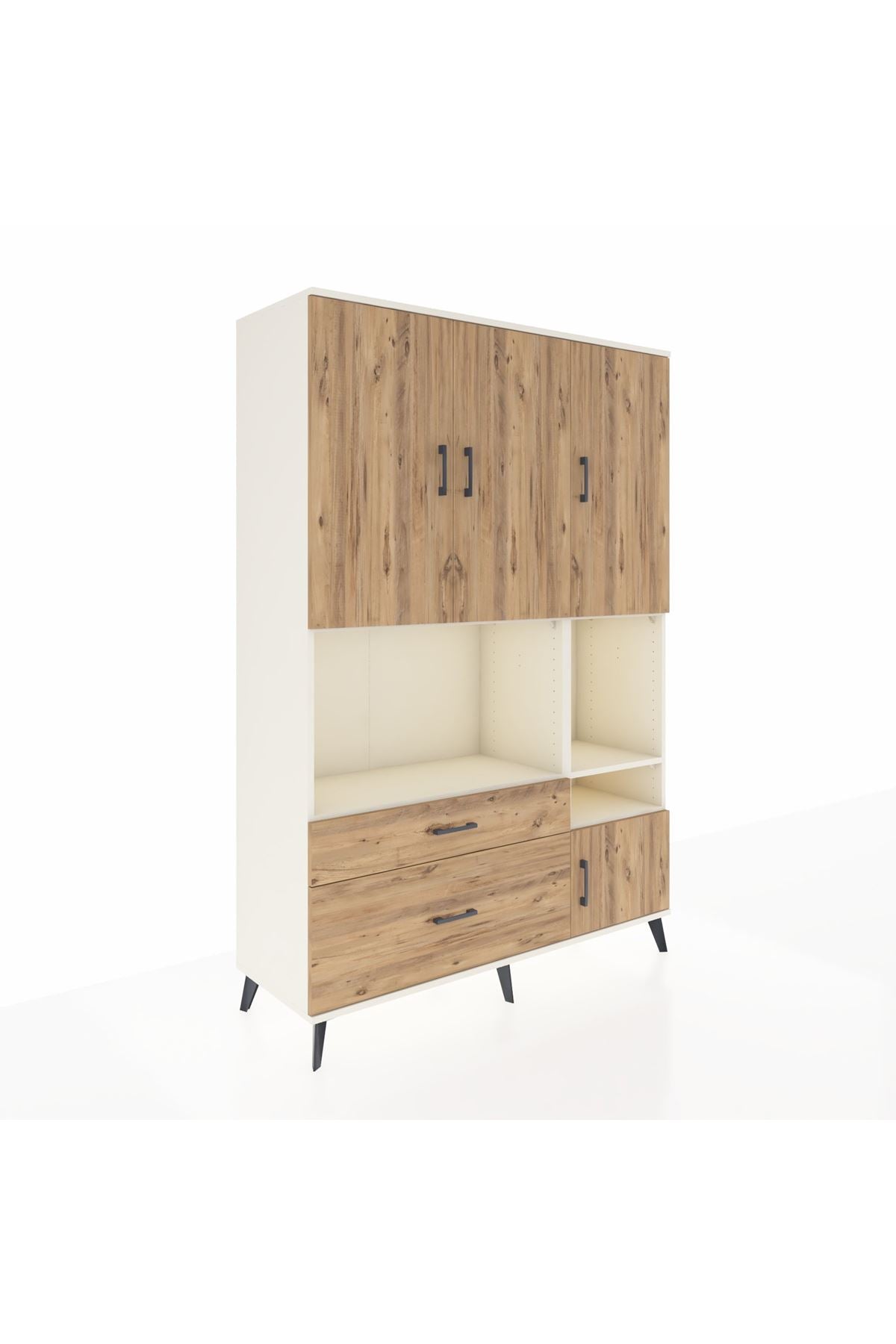 Hyperion Dolap 7 Raflı 2 Çekmeceli 4 Kapaklı 132x44x195 Aytaşı-Çam/Çam