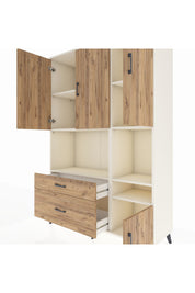 Hyperion Dolap 7 Raflı 2 Çekmeceli 4 Kapaklı 132x44x195 Aytaşı-Çam/Çam