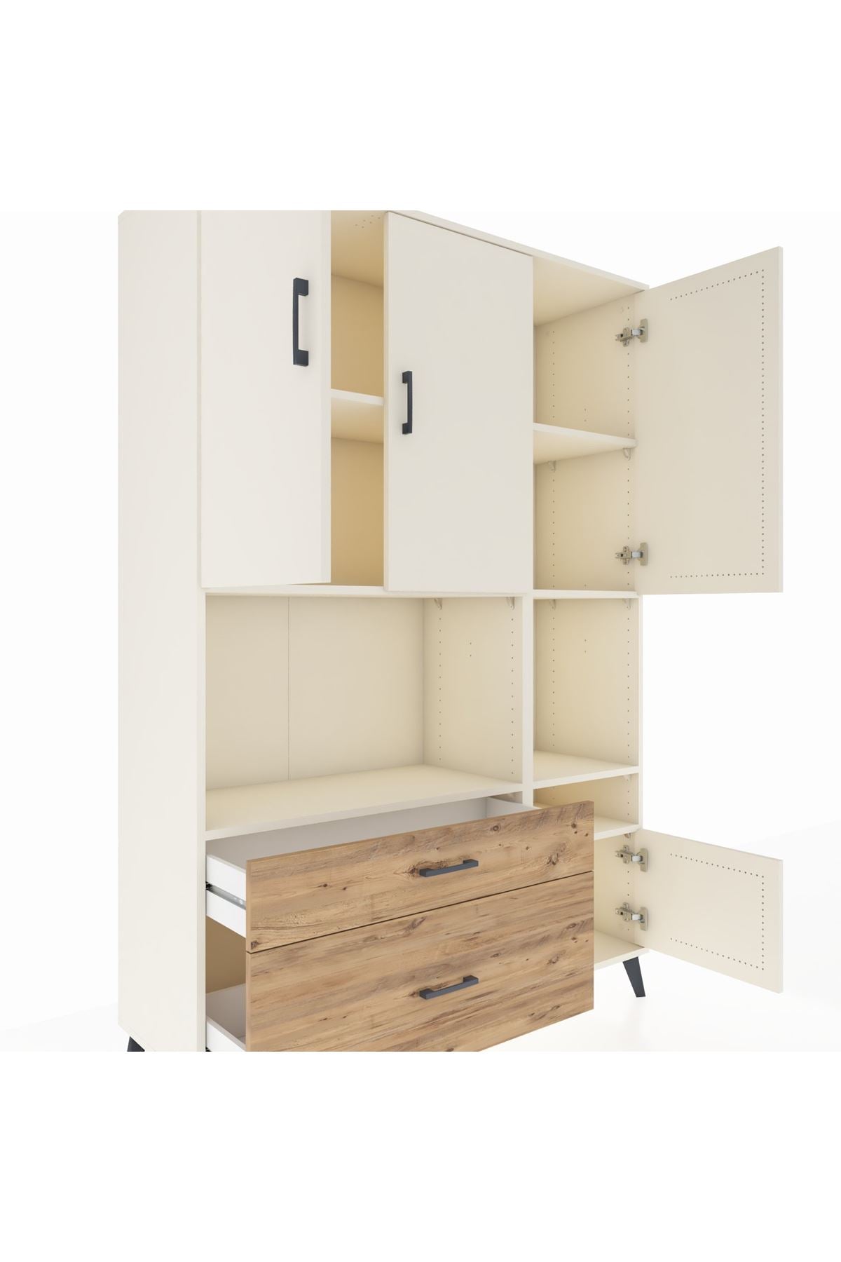 Hyperion Dolap 7 Raflı 2 Çekmeceli 4 Kapaklı 132x44x195 Aytaşı-Aytaşı/Çam