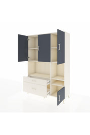 Hyperion Dolap 7 Raflı 2 Çekmeceli 4 Kapaklı 132x44x195 Aytaşı-Antrasit/Aytaşı