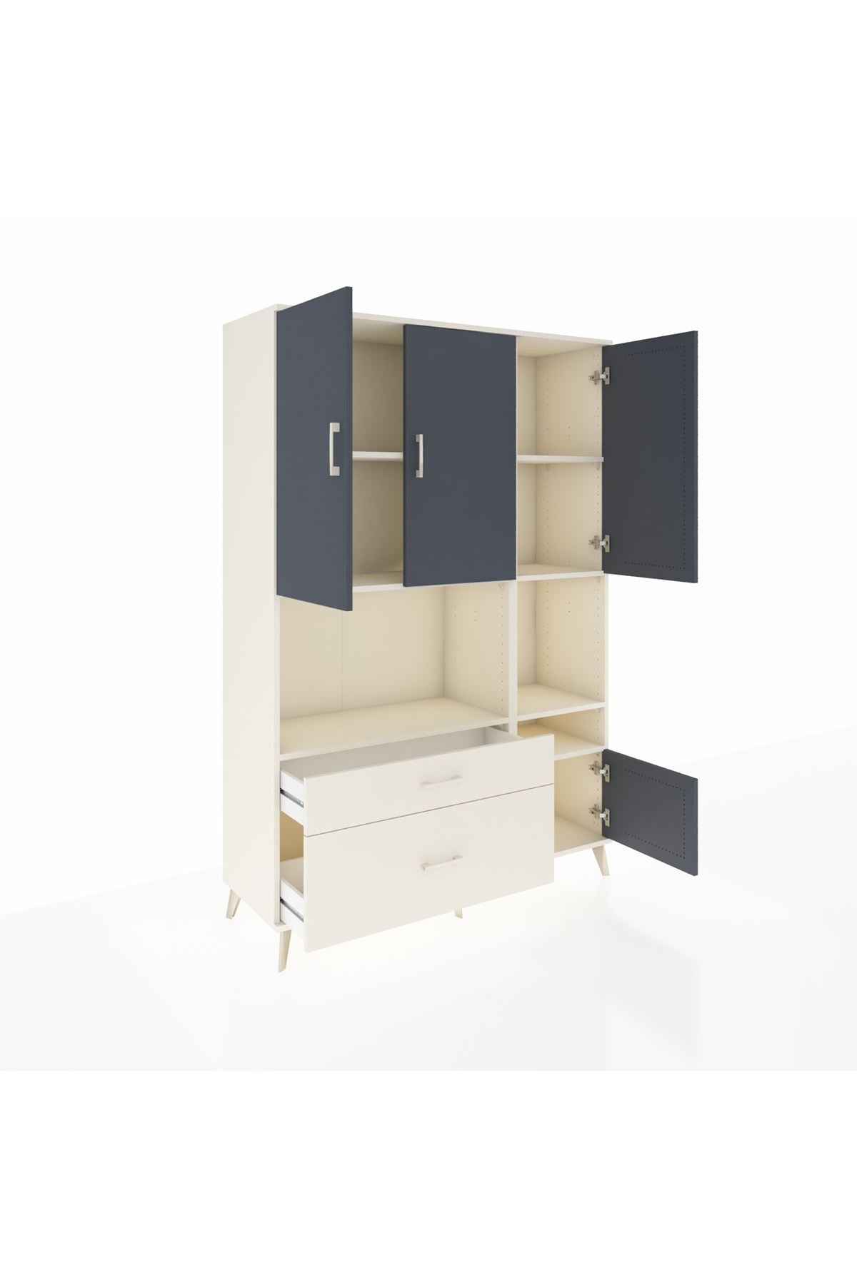 Hyperion Dolap 7 Raflı 2 Çekmeceli 4 Kapaklı 132x44x195 Aytaşı-Antrasit/Aytaşı