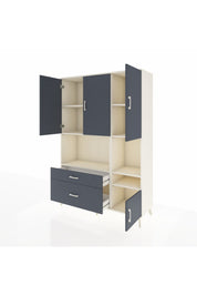 Hyperion Dolap 7 Raflı 2 Çekmeceli 4 Kapaklı 132x44x195 Aytaşı-Antrasit/Antrasit