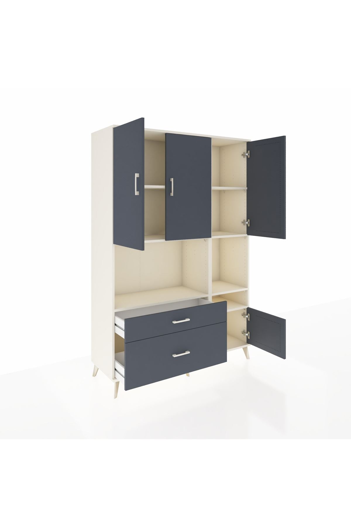 Hyperion Dolap 7 Raflı 2 Çekmeceli 4 Kapaklı 132x44x195 Aytaşı-Antrasit/Antrasit