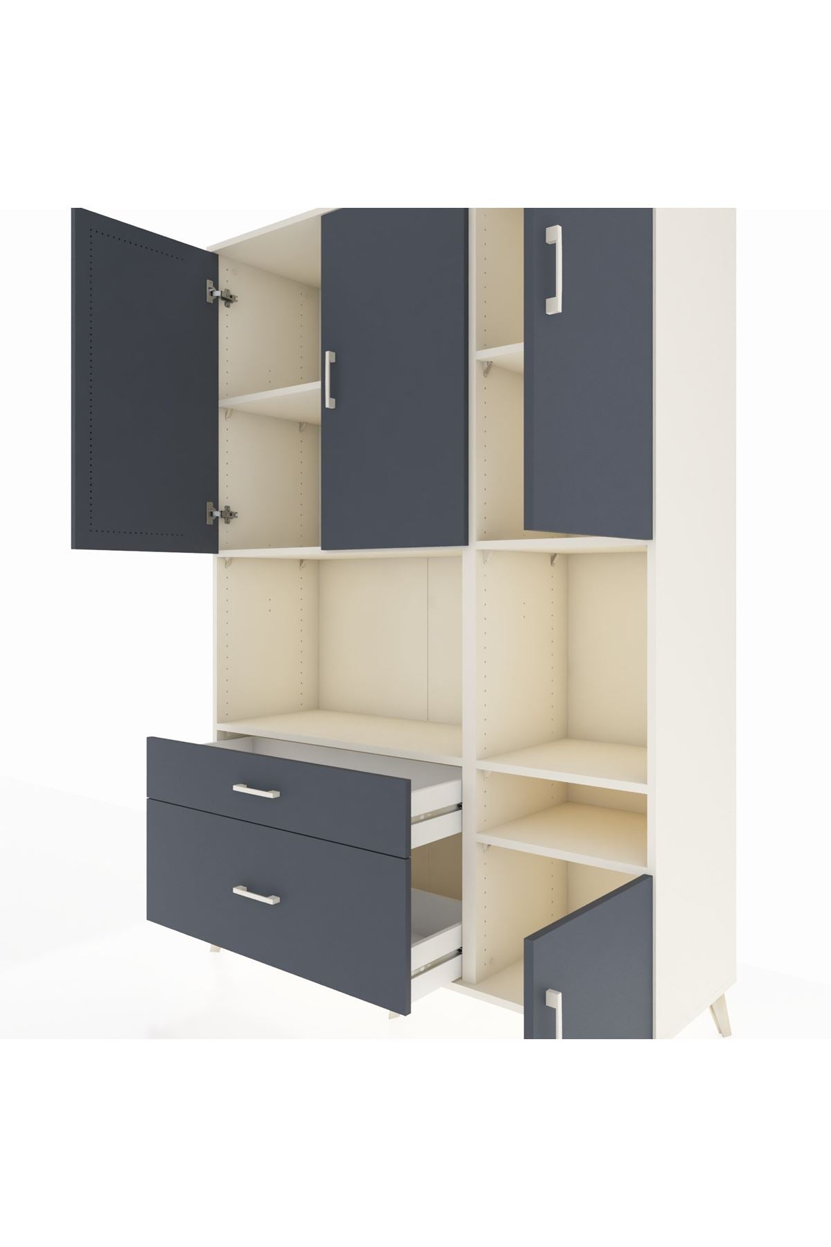 Hyperion Dolap 7 Raflı 2 Çekmeceli 4 Kapaklı 132x44x195 Aytaşı-Antrasit/Antrasit