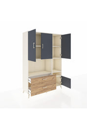 Hyperion Dolap 7 Raflı 2 Çekmeceli 4 Kapaklı 132x44x195 Aytaşı-Antrasit/Çam