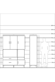 Hyperion Dolap 7 Raflı 2 Çekmeceli 4 Kapaklı 132x44x195 Antrasit-Çam/Aytaşı