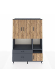 Hyperion Dolap 7 Raflı 2 Çekmeceli 4 Kapaklı 132x44x195 Antrasit-Çam/Antrasit