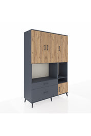Hyperion Dolap 7 Raflı 2 Çekmeceli 4 Kapaklı 132x44x195 Antrasit-Çam/Antrasit