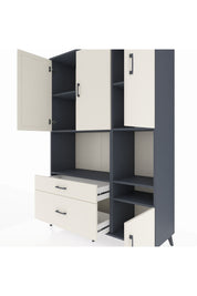 Hyperion Dolap 7 Raflı 2 Çekmeceli 4 Kapaklı 132x44x195 Antrasit-Aytaşı/Aytaşı