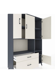 Hyperion Dolap 7 Raflı 2 Çekmeceli 4 Kapaklı 132x44x195 Antrasit-Aytaşı/Aytaşı