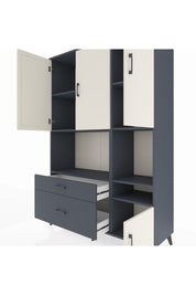 Hyperion Dolap 7 Raflı 2 Çekmeceli 4 Kapaklı 132x44x195 Antrasit-Aytaşı/Antrasit