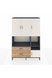 Hyperion Dolap 7 Raflı 2 Çekmeceli 4 Kapaklı 132x44x195 Antrasit-Aytaşı/Çam