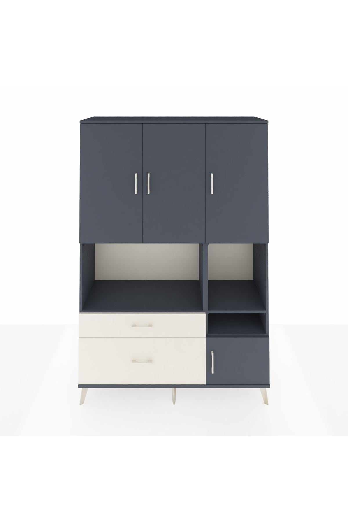 Hyperion Dolap 7 Raflı 2 Çekmeceli 4 Kapaklı 132x44x195 Antrasit-Antrasit/Aytaşı