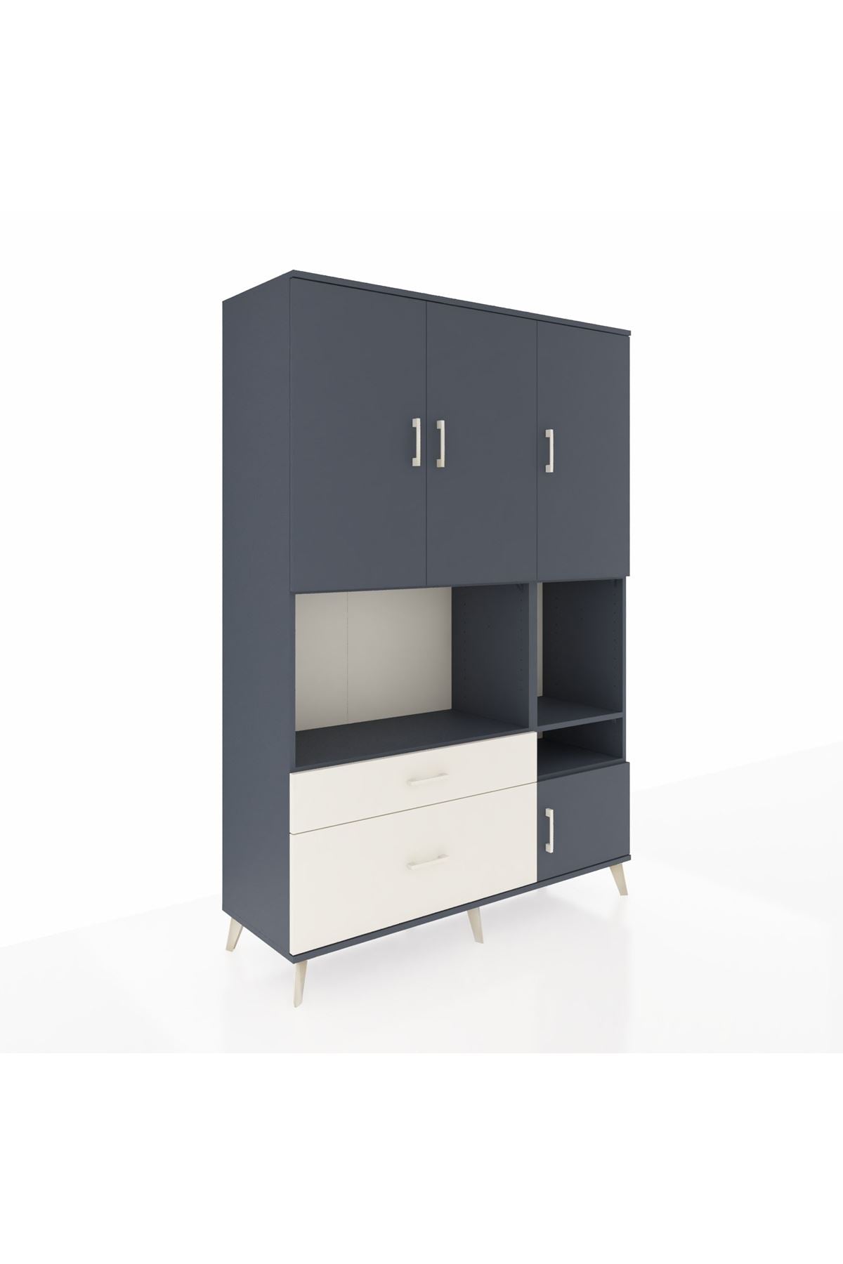 Hyperion Dolap 7 Raflı 2 Çekmeceli 4 Kapaklı 132x44x195 Antrasit-Antrasit/Aytaşı