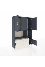 Hyperion Dolap 7 Raflı 2 Çekmeceli 4 Kapaklı 132x44x195 Antrasit-Antrasit/Aytaşı