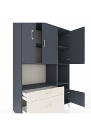 Hyperion Dolap 7 Raflı 2 Çekmeceli 4 Kapaklı 132x44x195 Antrasit-Antrasit/Aytaşı