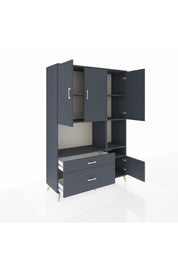 Hyperion Dolap 7 Raflı 2 Çekmeceli 4 Kapaklı 132x44x195 Antrasit-Antrasit/Antrasit