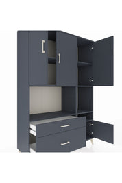 Hyperion Dolap 7 Raflı 2 Çekmeceli 4 Kapaklı 132x44x195 Antrasit-Antrasit/Antrasit