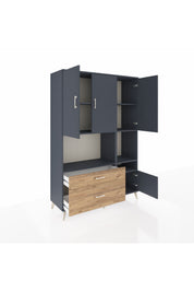 Hyperion Dolap 7 Raflı 2 Çekmeceli 4 Kapaklı 132x44x195 Antrasit-Antrasit/Çam