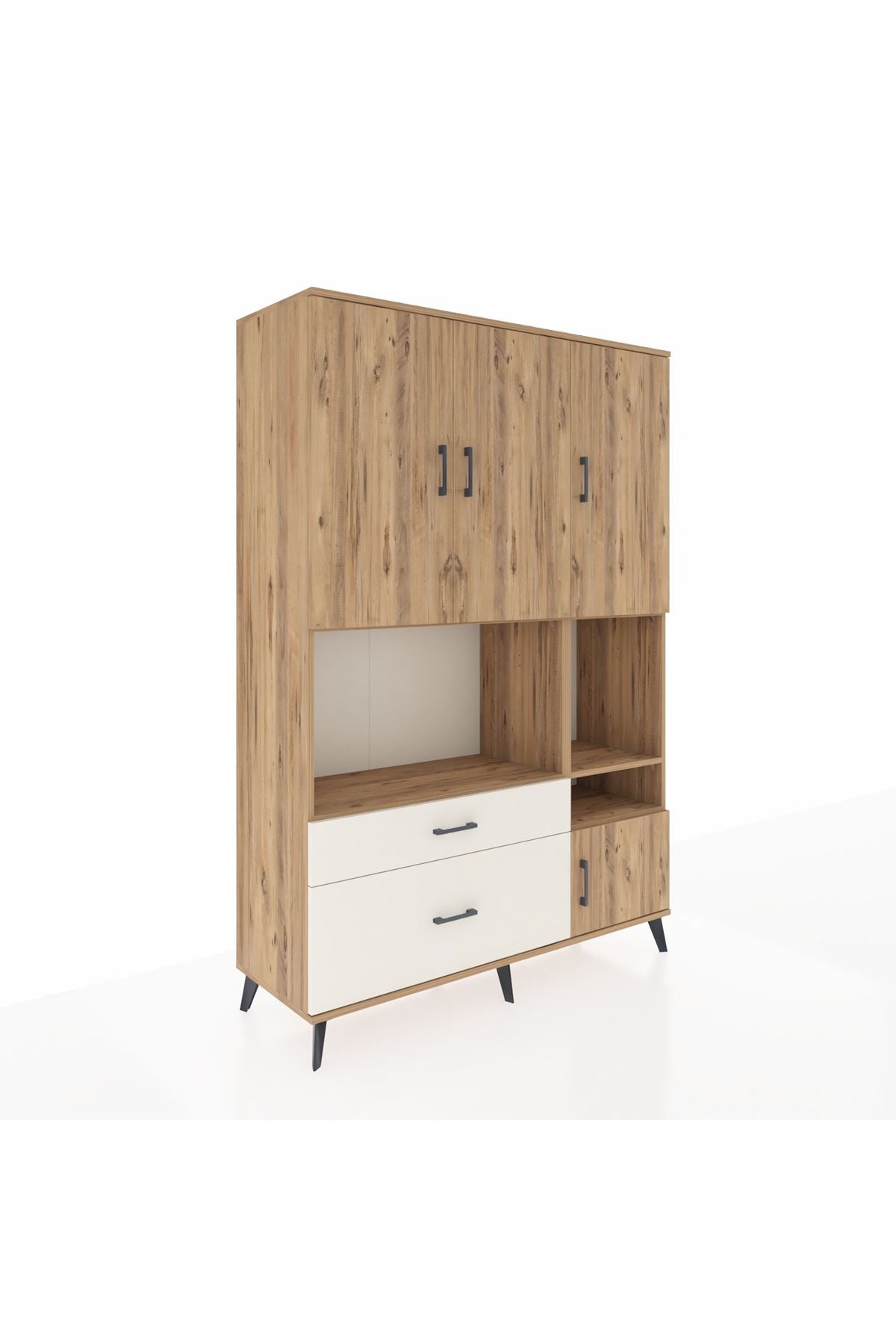 Hyperion Dolap 7 Raflı 2 Çekmeceli 4 Kapaklı 132x44x195 Çam-Çam/Aytaşı