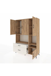 Hyperion Dolap 7 Raflı 2 Çekmeceli 4 Kapaklı 132x44x195 Çam-Çam/Aytaşı