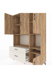 Hyperion Dolap 7 Raflı 2 Çekmeceli 4 Kapaklı 132x44x195 Çam-Çam/Aytaşı