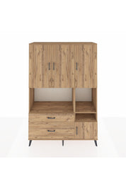 Hyperion Dolap 7 Raflı 2 Çekmeceli 4 Kapaklı 132x44x195 Çam-Çam/Çam