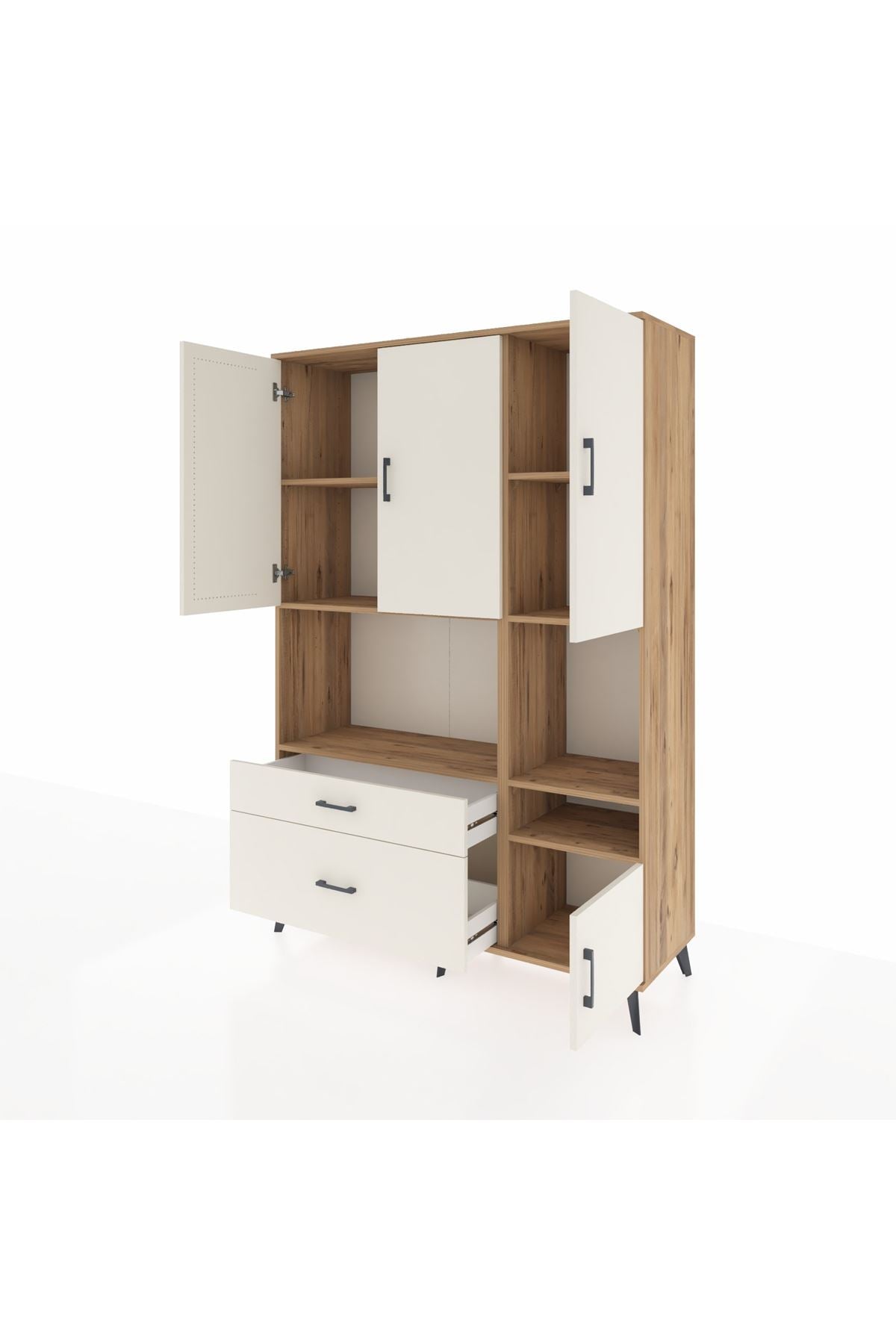 Hyperion Dolap 7 Raflı 2 Çekmeceli 4 Kapaklı 132x44x195 Çam-Aytaşı/Aytaşı