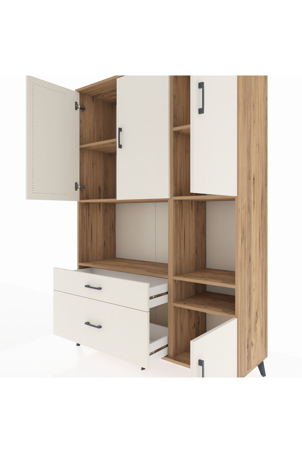 Hyperion Dolap 7 Raflı 2 Çekmeceli 4 Kapaklı 132x44x195 Çam-Aytaşı/Aytaşı