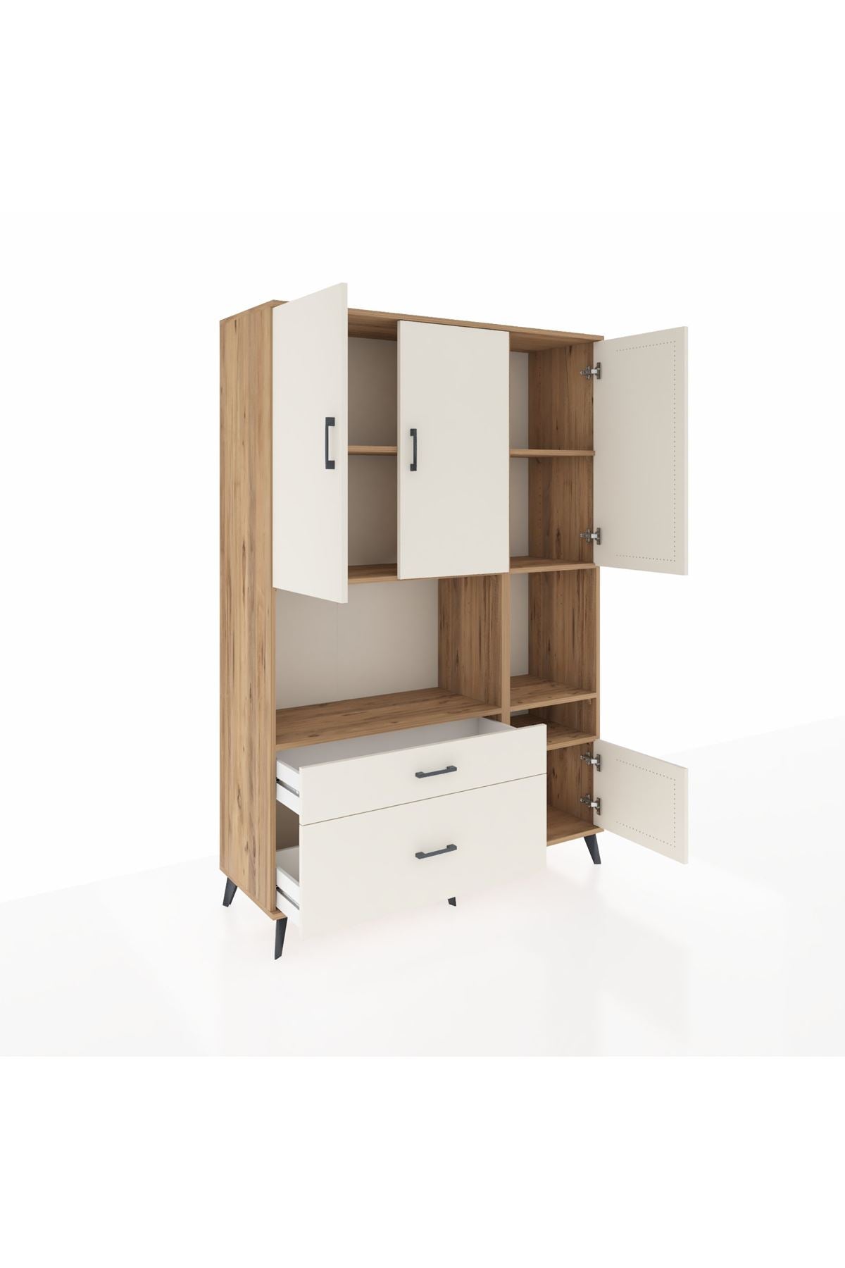 Hyperion Dolap 7 Raflı 2 Çekmeceli 4 Kapaklı 132x44x195 Çam-Aytaşı/Aytaşı