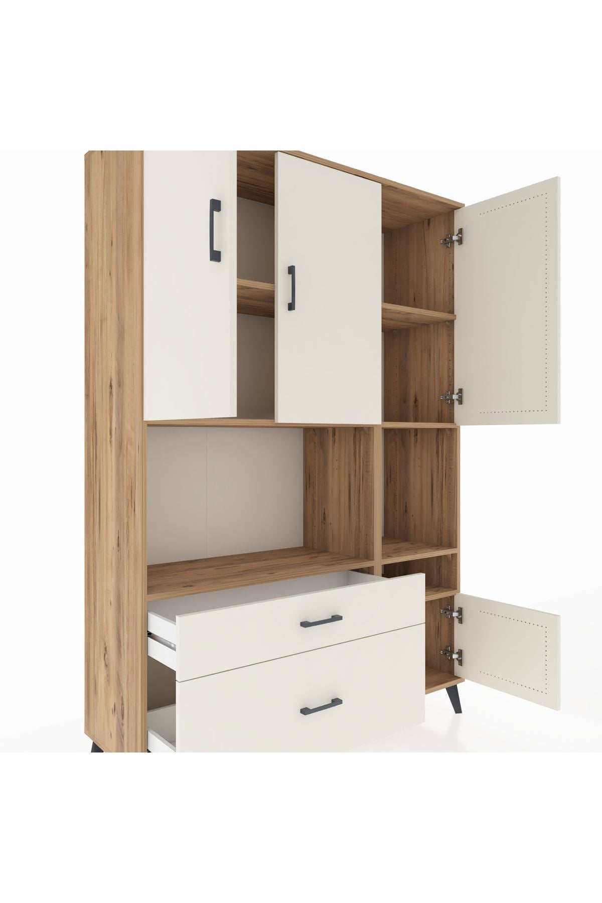 Hyperion Dolap 7 Raflı 2 Çekmeceli 4 Kapaklı 132x44x195 Çam-Aytaşı/Aytaşı