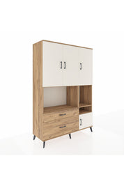 Hyperion Dolap 7 Raflı 2 Çekmeceli 4 Kapaklı 132x44x195 Çam-Aytaşı/Çam