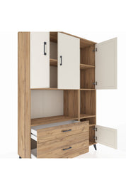 Hyperion Dolap 7 Raflı 2 Çekmeceli 4 Kapaklı 132x44x195 Çam-Aytaşı/Çam