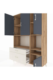 Hyperion Dolap 7 Raflı 2 Çekmeceli 4 Kapaklı 132x44x195 Çam-Antrasit/Aytaşı